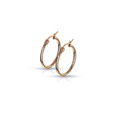 14 Size Pair Of Rose Gold IP 316L Surgical Steel Round Hoop Earrings