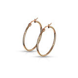 14 Size Pair Of Rose Gold IP 316L Surgical Steel Round Hoop Earrings