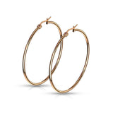14 Size Pair Of Rose Gold IP 316L Surgical Steel Round Hoop Earrings