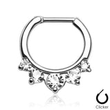 Five CZ Surgical Steel Septum Clicker Nose Ring