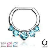 Five CZ Surgical Steel Septum Clicker Nose Ring