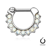 Opalites Surgical Steel Septum Clicker Nose Ring
