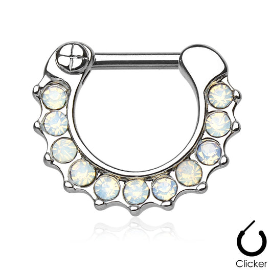 Opalites Surgical Steel Septum Clicker Nose Ring
