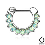 Opalites Surgical Steel Septum Clicker Nose Ring