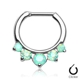 Five Opalites Surgical Steel Septum Clicker Nose Ring