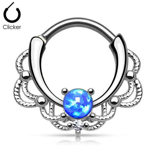 Tribal Lacey Opal Surgical Steel Septum Clicker Nose Ring