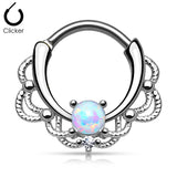 Tribal Lacey Opal Surgical Steel Septum Clicker Nose Ring
