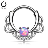 Tribal Lacey Opal Surgical Steel Septum Clicker Nose Ring