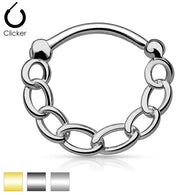 Linked Chain Surgical Steel Septum Clicker Nose Ring