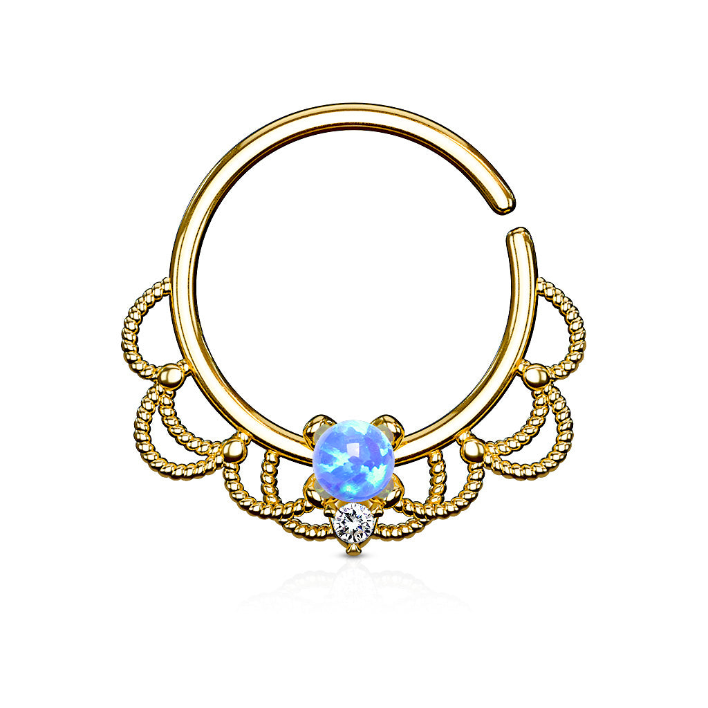 Septum Piercing Continuous Universal Ohr Tragus Helix Daith Ring Tribal Mit Opal