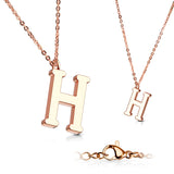 Rose Gold Plated Alphabet Initial Pendant With Chain Necklaces