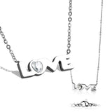 Heart CZ Set "LOVE"  Stainless Steel Chain Necklaces