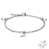 Dangling Butterfly Charm 316L Stainless Steel Chain Anklet / Bracelet