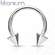 Basic Titanium Spikes End Horseshoe Circular Barbells 14GA