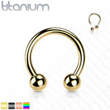 PVD Over Solid Titanium Circular Barbell Horseshoe