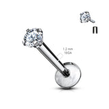 Grade 23 Titanium CZ Labret Monroe Studs 16GA