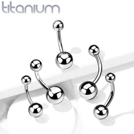 Titanium Curved Barbells with Plain Balls for Navel Cartilage Eyebrow