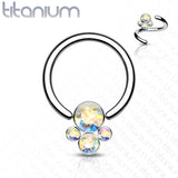 Implant Titanium CZ Pet Paw Captive Rings Ear Cartilage Nose Septum Ring