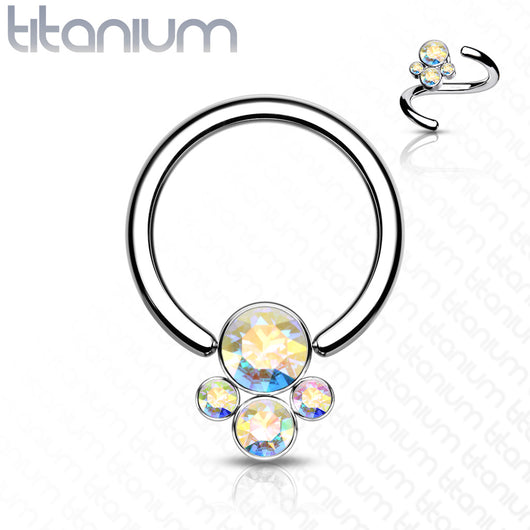 Implant Titanium CZ Pet Paw Captive Rings Ear Cartilage Nose Septum Ring