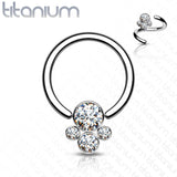 Implant Titanium CZ Pet Paw Captive Rings Ear Cartilage Nose Septum Ring