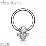 Implant Titanium CZ Pet Paw Captive Rings Ear Cartilage Nose Septum Ring