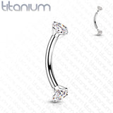 Implant Grade Titanium Prong Set CZ Curved Barbell Rook Daith Tragus Snug Eyebrow Rings