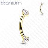 Implant Grade Titanium Prong Set CZ Curved Barbell Rook Daith Tragus Snug Eyebrow Rings