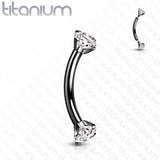 Implant Grade Titanium Prong Set CZ Curved Barbell Rook Daith Tragus Snug Eyebrow Rings