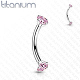 Implant Grade Titanium Prong Set CZ Curved Barbell Rook Daith Tragus Snug Eyebrow Rings