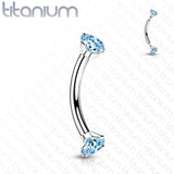 Implant Grade Titanium Prong Set CZ Curved Barbell Rook Daith Tragus Snug Eyebrow Rings