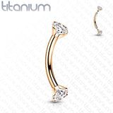Implant Grade Titanium Prong Set CZ Curved Barbell Rook Daith Tragus Snug Eyebrow Rings