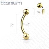 Internal Threaded Implant Grade Titanium Ball Curved Barbell Eyebrow Rings