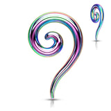 1 Pc Solid 316L Colored Surgical Stainless Steel Ear Spiral Taper Ear Plugs