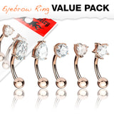 5 Pc Value Pack Basic Shapes Eyebrow Curve Ring