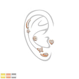 6 Pc Mix Value Pack Assorted CZ Labret Studs Ear Cartilage Tragus Helix