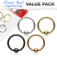 4 Pc Value Pack 20G Fixed Ball Hoop Captive Ring Nose Tragus Helix Eyebrow