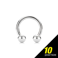 10 Pc of Basic 316L Surgical Steel Horseshoe Circular Barbells 14GA