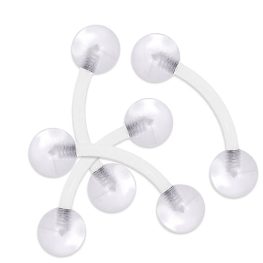 4 Pc Clear Acrylic Bioflex Eyebrow Ring Retainers