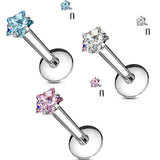 3 mm Star CZ Prong Set Surgical Steel Labret Monroe Daith Tragus Helix Stud
