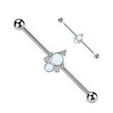 Baguette Double Opal & CZ  Industrial Barbell