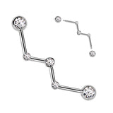 Bezel CZ Set Zig Zag Surgical Steel Industrial Barbells