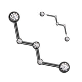 Bezel CZ Set Zig Zag Surgical Steel Industrial Barbells