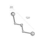 Bezel CZ Set Zig Zag Surgical Steel Industrial Barbells