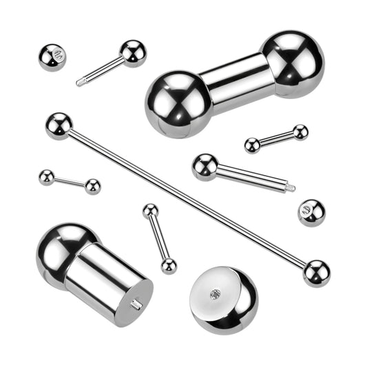 1 Pc Plain Surgical Steel Nipple Barbells Tongue Rings 18G~2G