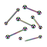 2 Pcs Rainbow Titanium Eyebrow Cartilage Helix Tongue Rings 14GA