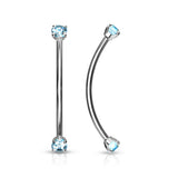 3 mm Prong Set CZ Surgical Steel Curved Barbell Lobe Snake Eye Piercing 16G