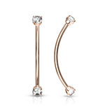 3 mm Prong Set CZ Surgical Steel Curved Barbell Lobe Snake Eye Piercing 16G
