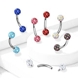 Epoxy Covered CZ Ferido Ball Curve Barbell Eyebrow Rings