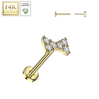 14K Solid Gold Threadless Push In Bowtie Lab Grown Diamonds Stud Labret Tragus
