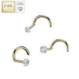 14K Solid Gold Nose Screw With Round Lab Grown Diamond